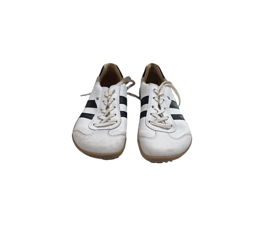 Koel Walk Yourself Happy White Black Leather Low Top Sneakers Size 38